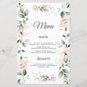 Waterverf Groene Roze Bloemen Gouden Trouw Menu (Voorkant)