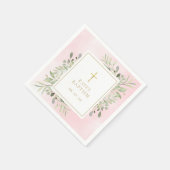 Waterverf Groene Roze Doop Christening Servet (Hoek)