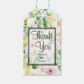 Waterverf groene roze wilde bloemen cadeaulabel (Voorkant)