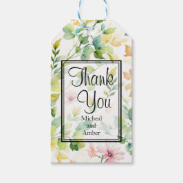 Waterverf groene roze wilde bloemen cadeaulabel