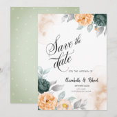 Waterverf groene rozen Bewaar de datum Save The Date (Voorkant / Achterkant)