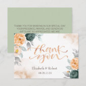 Waterverf Groene Rozen Hartelijk dank Bedankkaart (Voorkant / Achterkant)