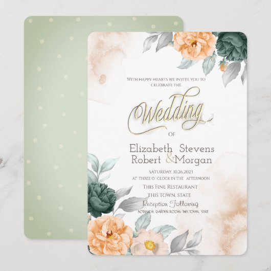 Waterverf Groene Rozen Kaart (Voorkant / Achterkant)