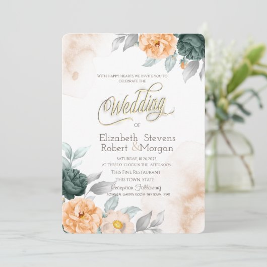 Waterverf Groene Rozen Kaart (Staand voorkant)