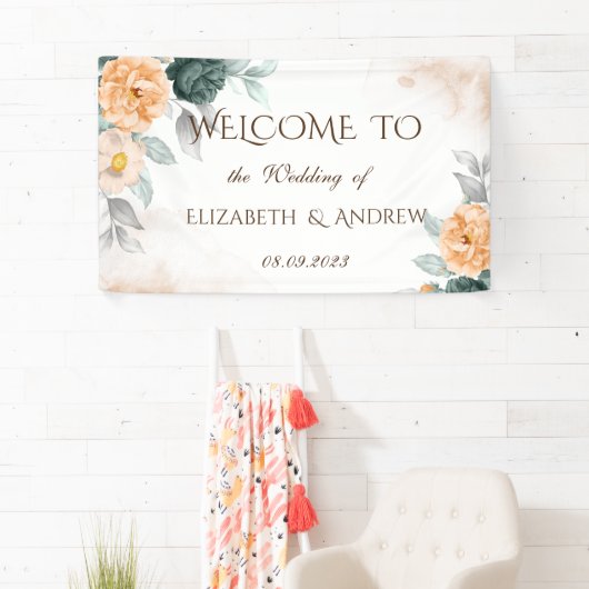 Waterverf Groene Rozen Wedding Spandoek (Insitu)