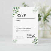 Waterverf Groene RSVP Kaart Uitnodiging (Staand voorkant)