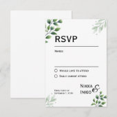 Waterverf Groene RSVP Kaart Uitnodiging (Voorkant / Achterkant)