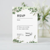 Waterverf Groene RSVP Kaart Uitnodiging (Staand voorkant)