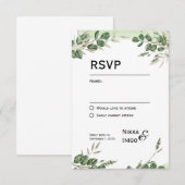 Waterverf Groene RSVP Kaart Uitnodiging (Voorkant / Achterkant)