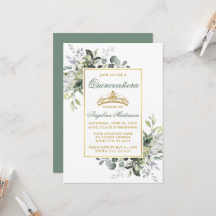 Waterverf Groene Salie Groen Goud Quinceanera Kaart