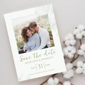 Waterverf groene save the date foto bruiloft kaart
