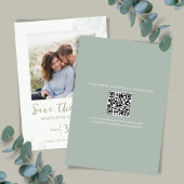 Waterverf groene save the date foto bruiloft kaart