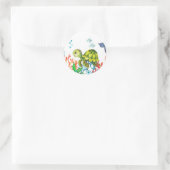 Waterverf groene schildpad onder Zee Birthday Ronde Sticker (Tas)