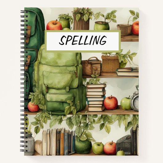 WATERVERF GROENE SCHOOL RUGZAKKEN NOTITIEBOEK (Voorkant)