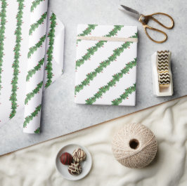 Waterverf groene slinger met bessen kerst cadeaupapier
