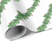 Waterverf groene slinger met bessen kerst cadeaupapier (Rol Hoek)