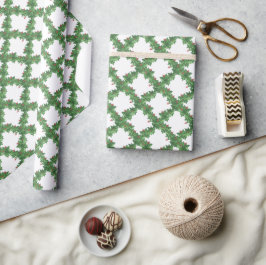 Waterverf groene slinger met bessen kerst cadeaupapier