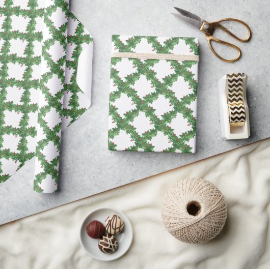 Waterverf groene slinger met bessen kerst cadeaupapier (Crafts)