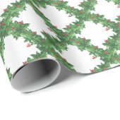 Waterverf groene slinger met bessen kerst cadeaupapier (Rol Hoek)