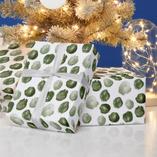 Waterverf Groene Stippen Moderne Kerst Cadeaupapier