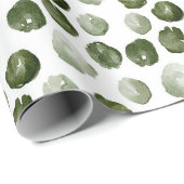 Waterverf Groene Stippen Moderne Kerst Cadeaupapier (Rol Hoek)