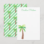 Waterverf groene strepen palmbomen bedankkaart (Voorkant / Achterkant)