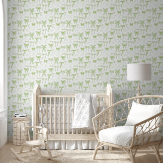 Waterverf groene strik baby meidenskamer behang