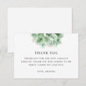 Waterverf groene succulent. Bloemencactus verjaard Bedankkaart (Voorkant / Achterkant)