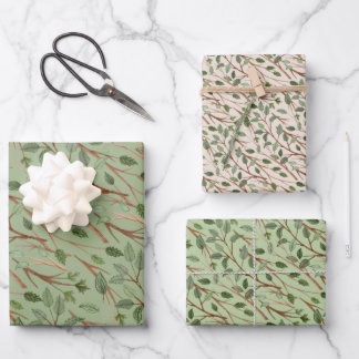Waterverf Groene Takken Inpakpapier Vel