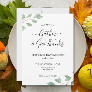 Waterverf Groene Thanksgiving Dinner Uitnodiging