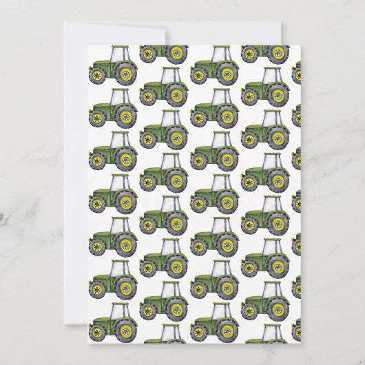 Waterverf Groene Tractor 2e Verjaardag Kaart (Achterkant)
