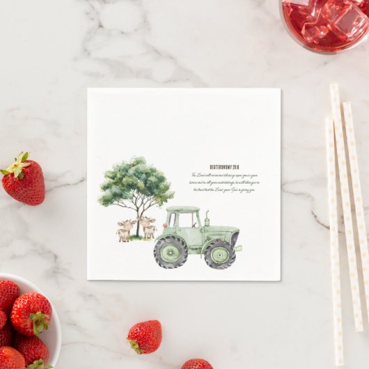 Waterverf Groene Tractor Boerderij Baby shower ser Servet (Insitu)