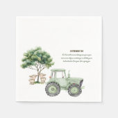 Waterverf Groene Tractor Boerderij Baby shower ser Servet (Voorkant)