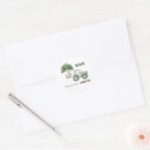 Waterverf Groene Tractor Boerderij Baby shower Sti Ronde Sticker (Envelop)