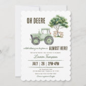 Waterverf Groene Tractor Boerderij Baby shower Uit Kaart (Voorkant)