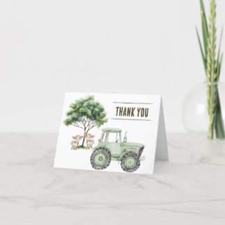 Waterverf Groene Tractor Boerderij Dankkaarten Bedankkaart