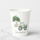 Waterverf Groene Tractor Boerderij Papieren Cups Bekers (Achterkant)