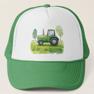 Waterverf Groene Tractor Boerderij Trucker Pet