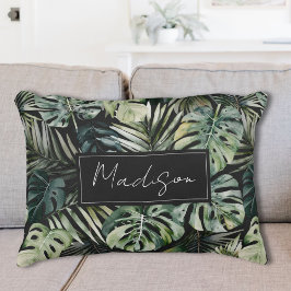 Waterverf groene tropische bosbladeren accent kussen