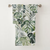Waterverf groene tropische bosbladeren bad handdoek (Insitu)