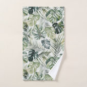 Waterverf groene tropische bosbladeren bad handdoek (Handdoek)