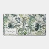 Waterverf groene tropische bosbladeren bureaumat (Voorkant)