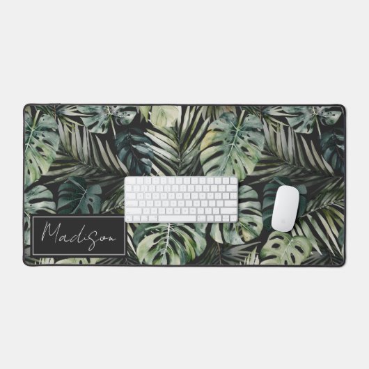 Waterverf groene tropische bosbladeren bureaumat (Keyboard & Muis)