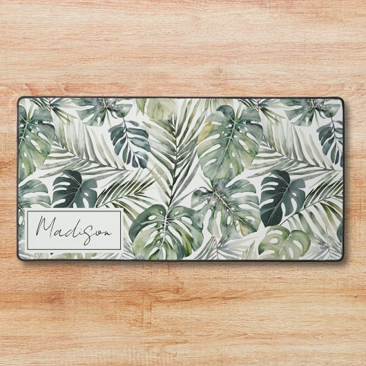 Waterverf groene tropische bosbladeren bureaumat