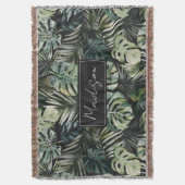 Waterverf groene tropische bosbladeren deken (Voorkant Verticaal)