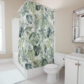 Waterverf groene tropische bosbladeren douchegordijn (In situ)