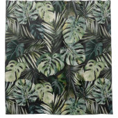 Waterverf groene tropische bosbladeren douchegordijn (Voorkant)