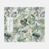 Waterverf groene tropische bosbladeren fleece deken (Voorkant (Horizontaal))