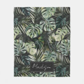 Waterverf groene tropische bosbladeren fleece deken (Voorkant)