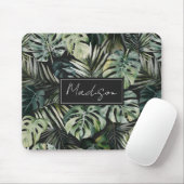 Waterverf groene tropische bosbladeren muismat (Met muis)